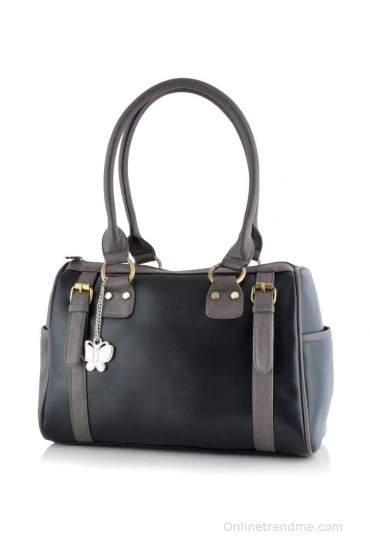 Butterflies Black P.U. Shoulder Bag